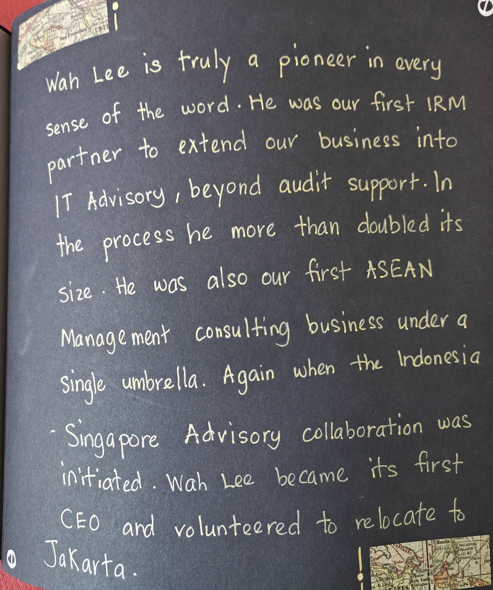 An appreciation message from former Managing Partner Ong Pang Thye, when Ho Wah Lee retired from the firm