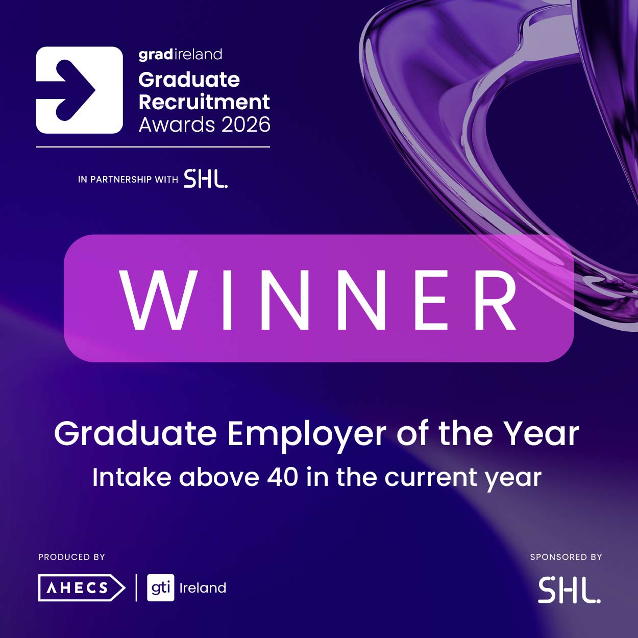 Winner Graduate Employer of the Year - Graduate Programme Intake over 40 - Graduate Recruitment Awards 2026