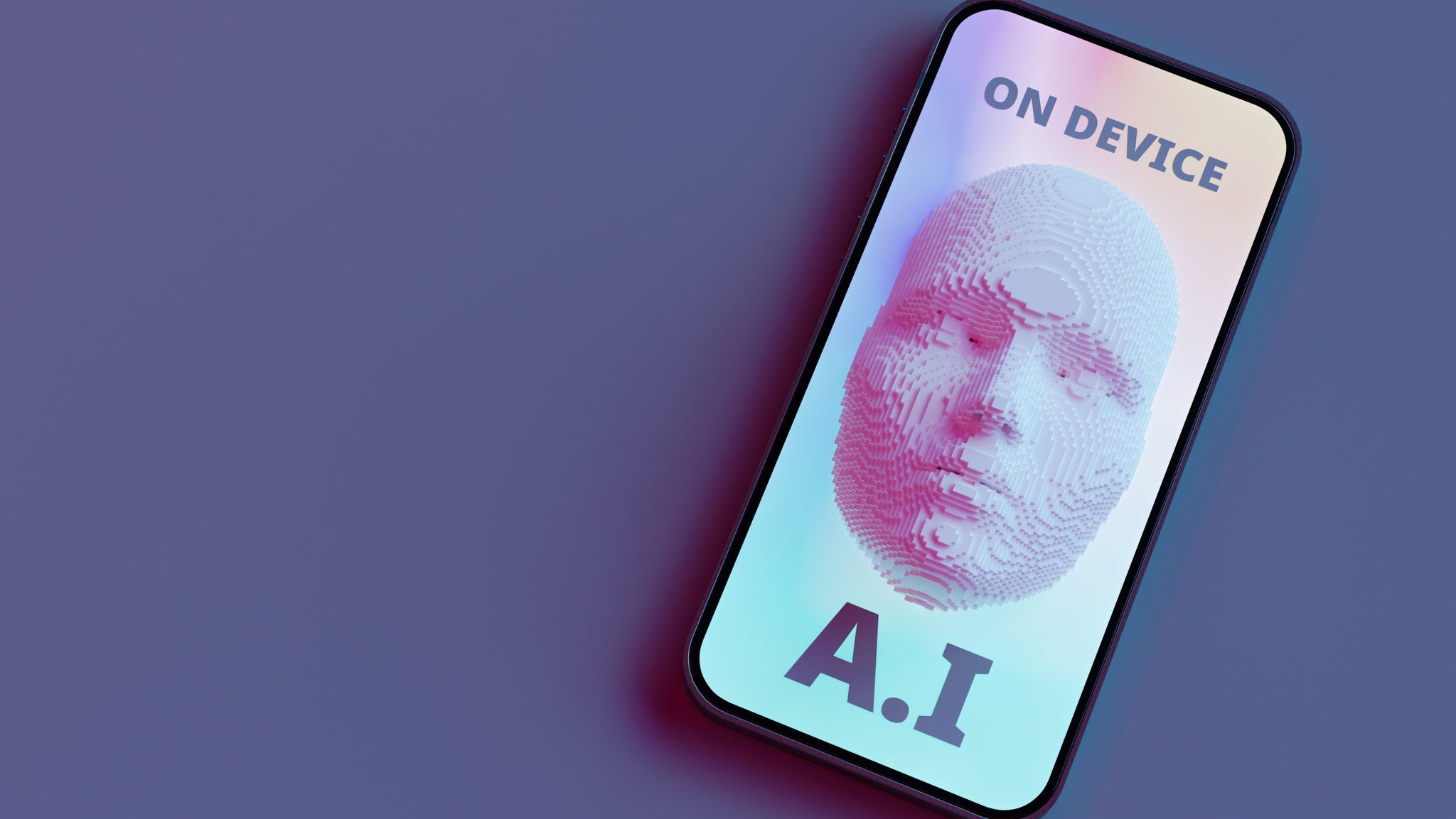 On device AI chip inside Smart phone. 3d rendering