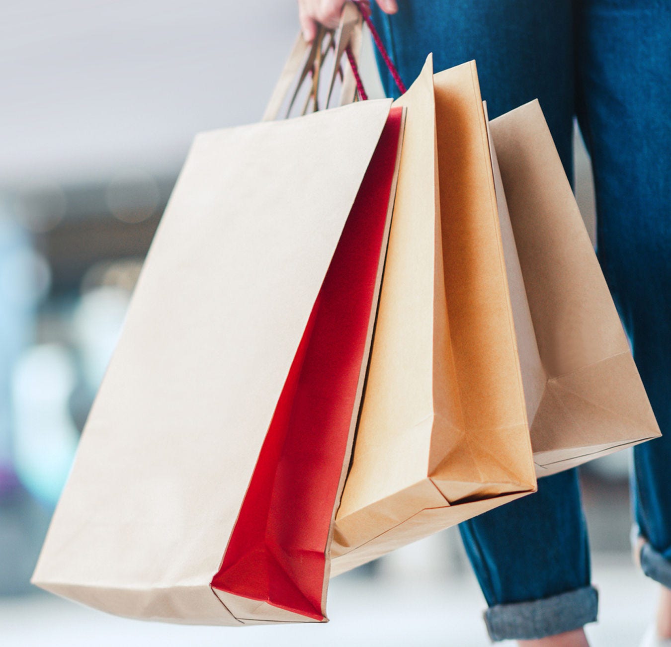 consumer with shopping bags