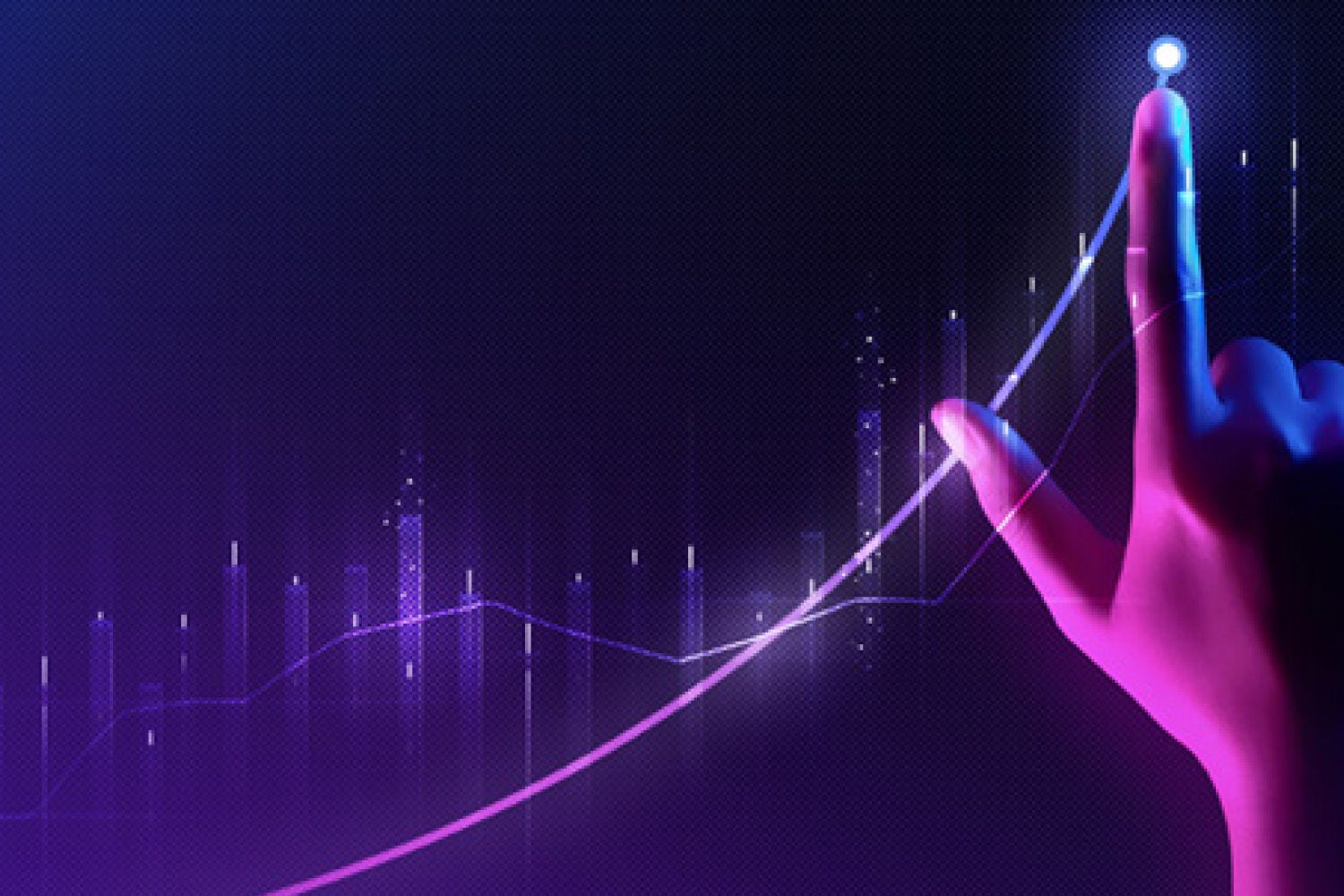 Metaverse finger pointing at graph