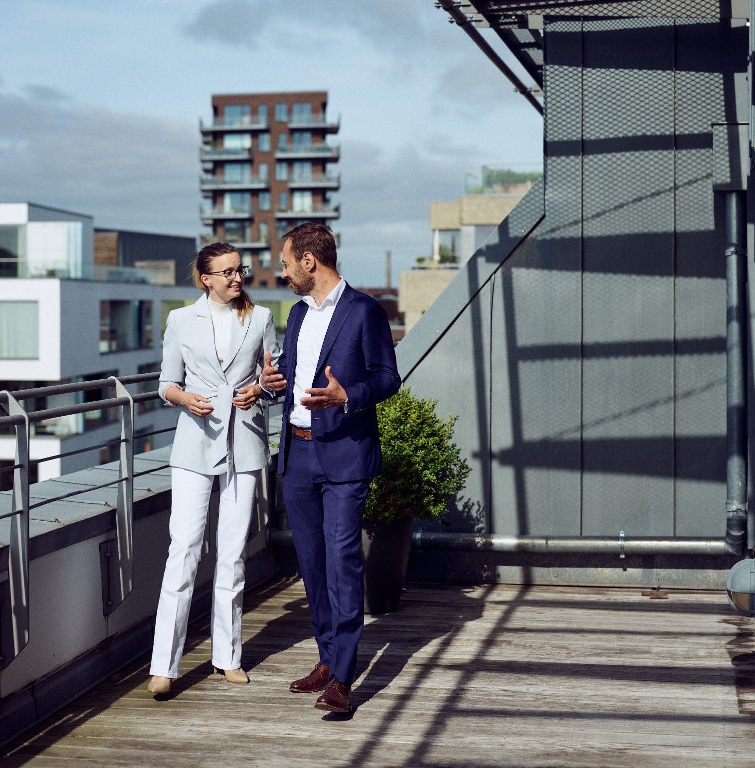 Two employees talking
