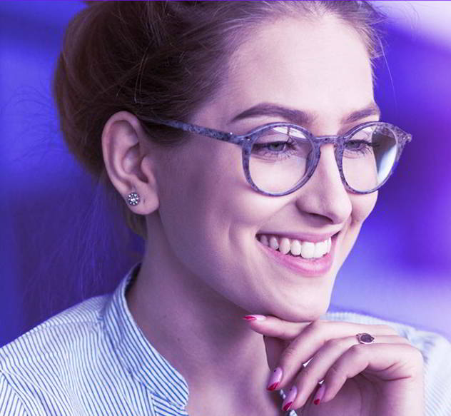 Smiling woman wearing glasses