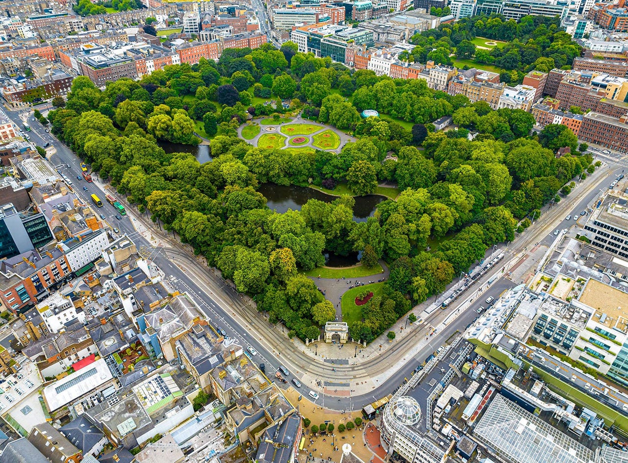 St. Stephen's Green, Dublin, seen from above