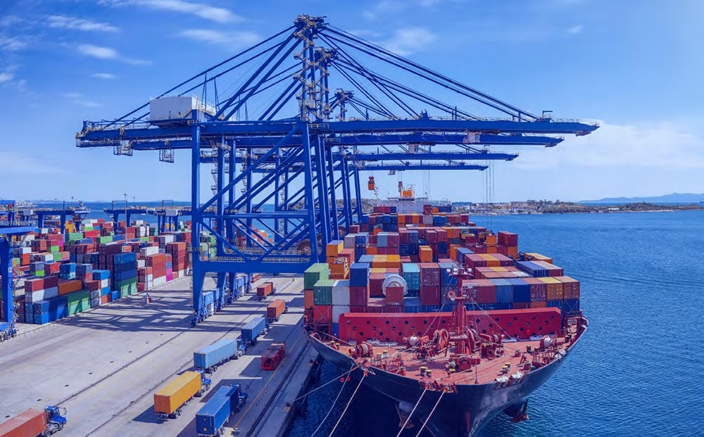Freight ship at docks