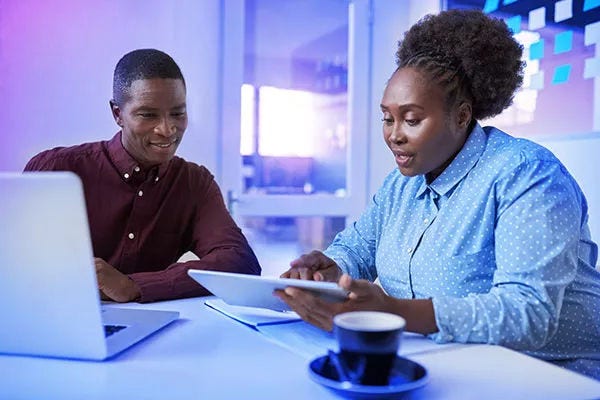 Two people in meeting