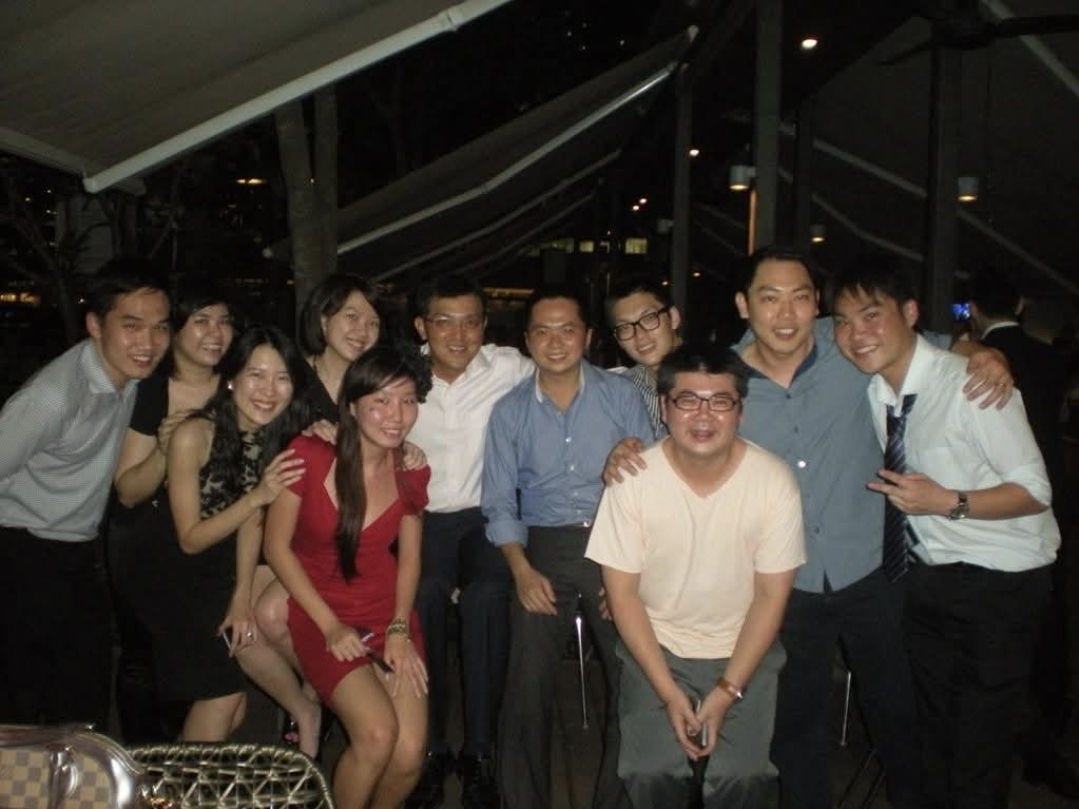 Tang Chek Keng with colleagues at the Financial Services Christmas party