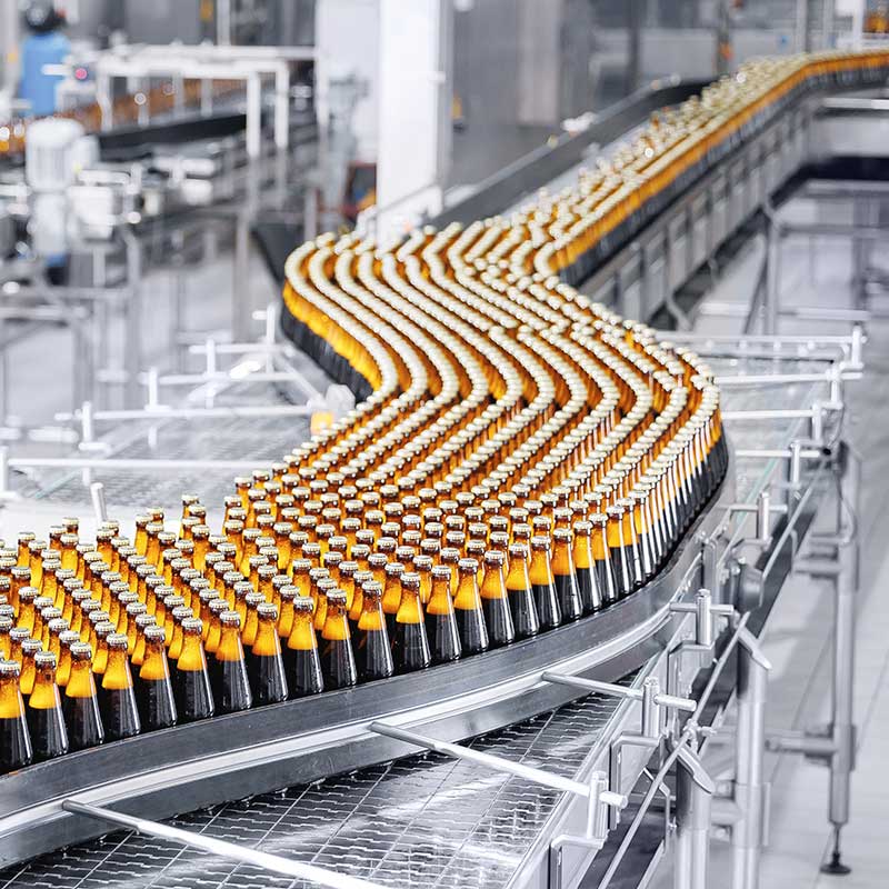 Bottles on a production line