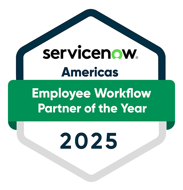 ServiceNow Americas Employee Workflow Partner of the Year 2025 badge