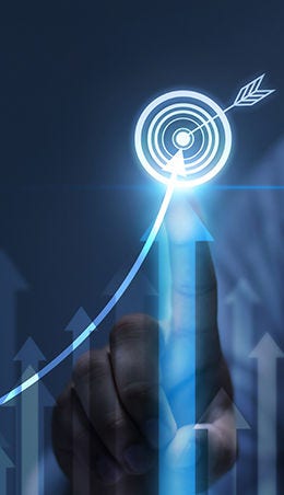 arrows pointing to target on screen