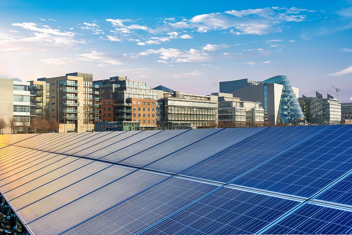 Solar panels and the Dublin quays