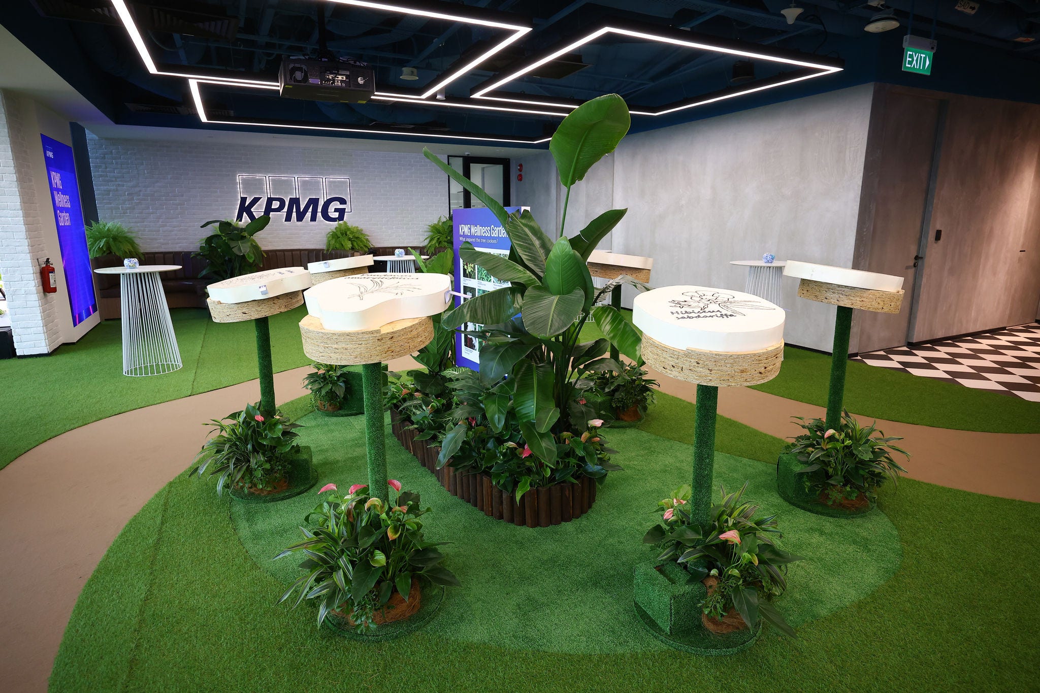 Tree cookies to be painted at the KPMG Clubhouse at the official opening of KPMG in Singapore's office at Asia Square