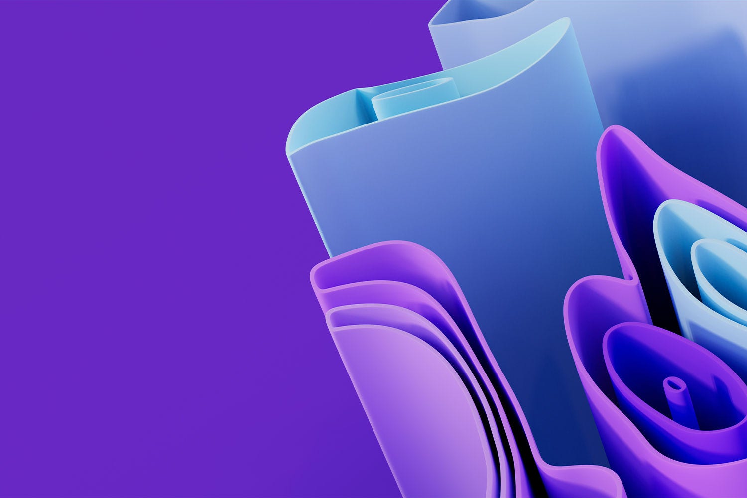 Purple blue 3D ribbons abstract