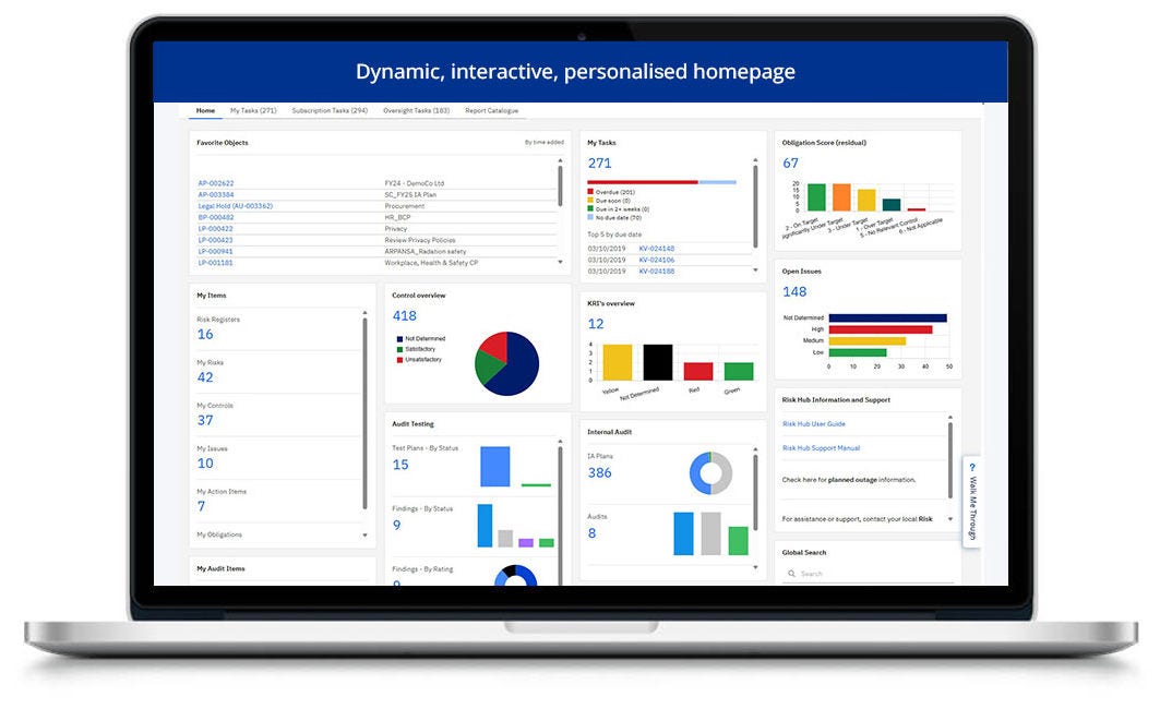 Risk Hub – Personalised Homepage screen