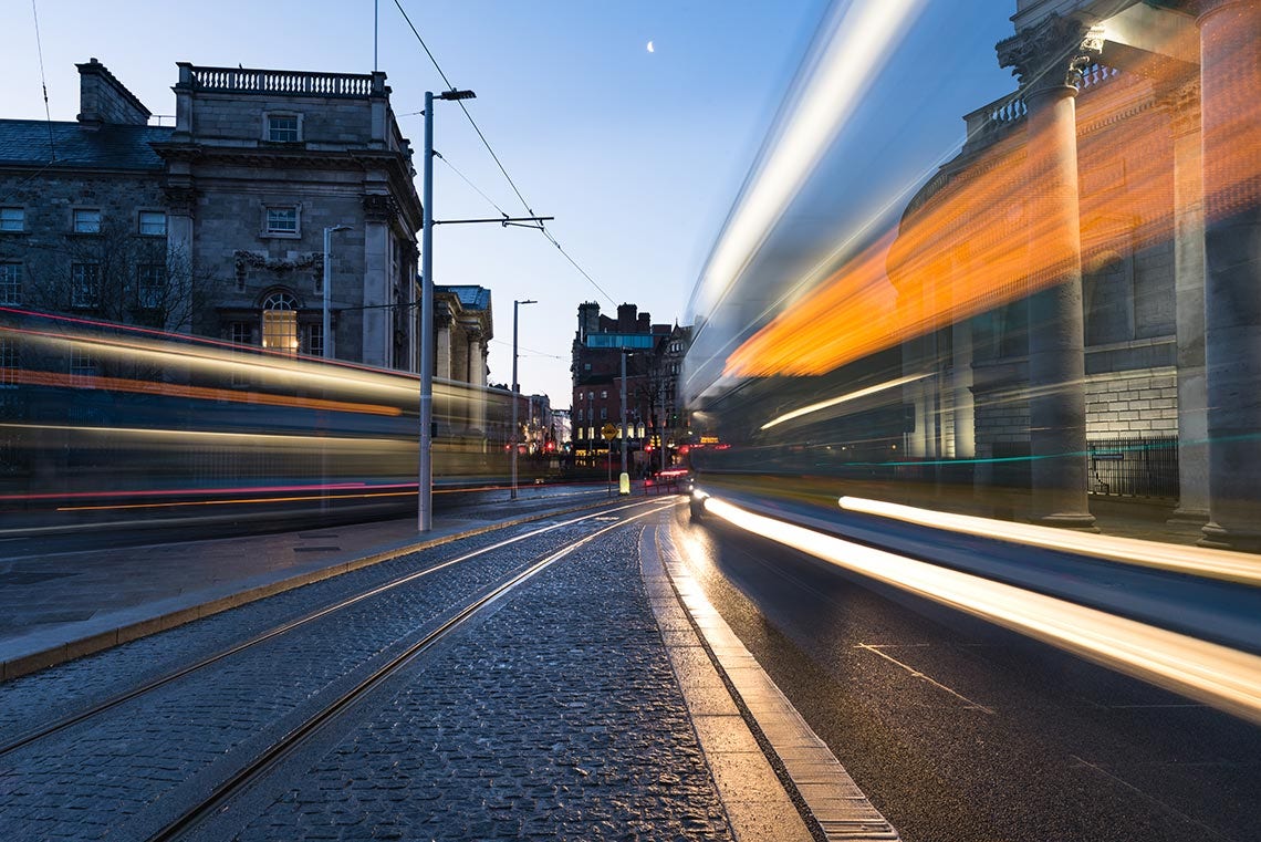 Luas light trails Dublin