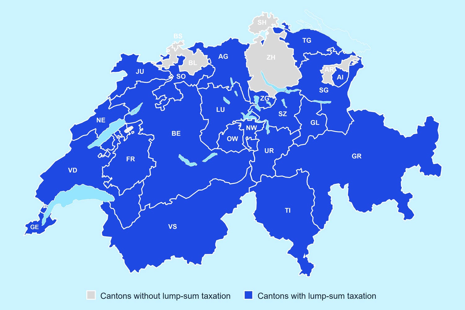cantons that still offer lump-sum taxation in 2025