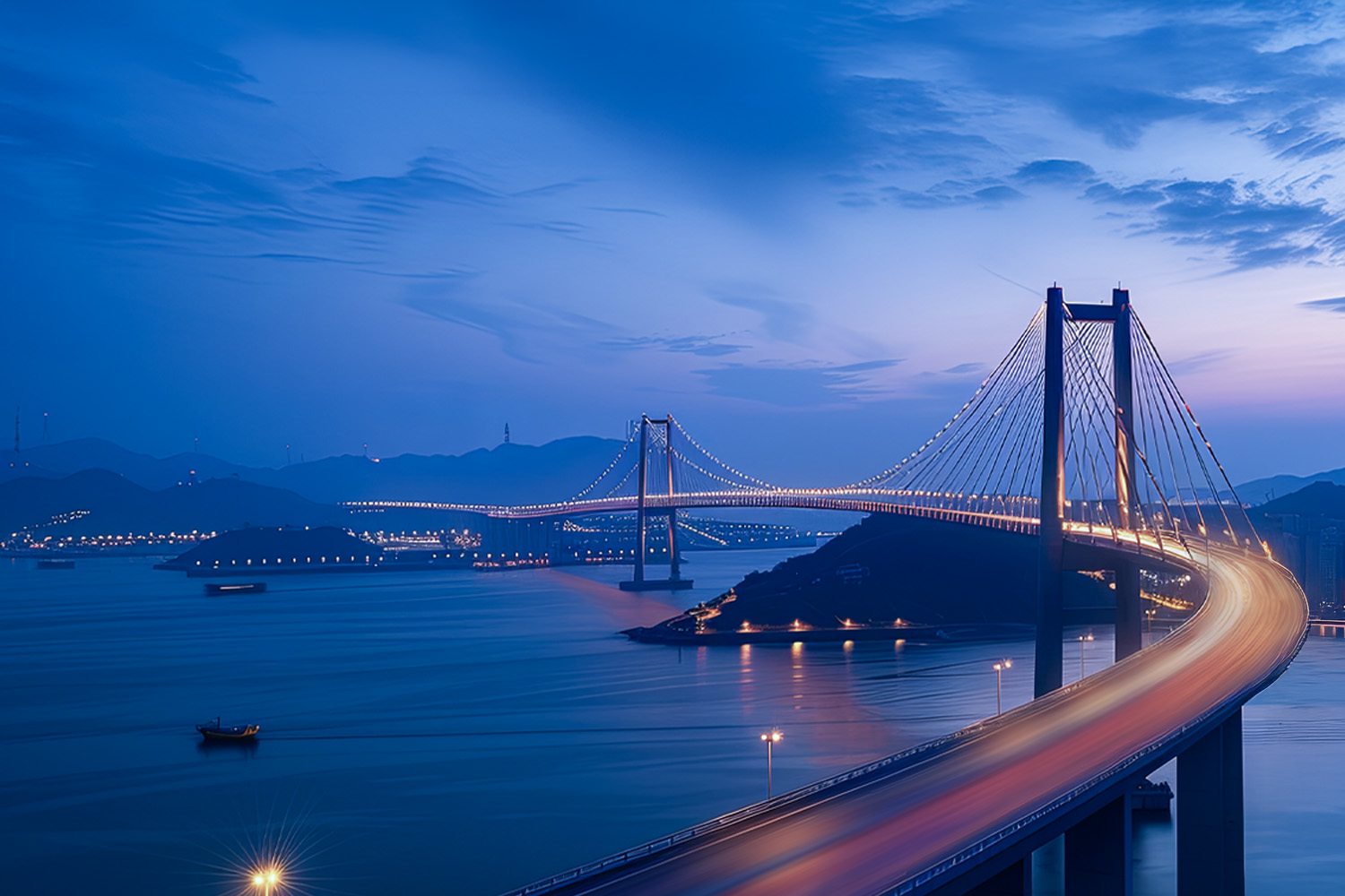 bridge with citylights
