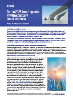 On the 2026 board agenda: Private company considerations