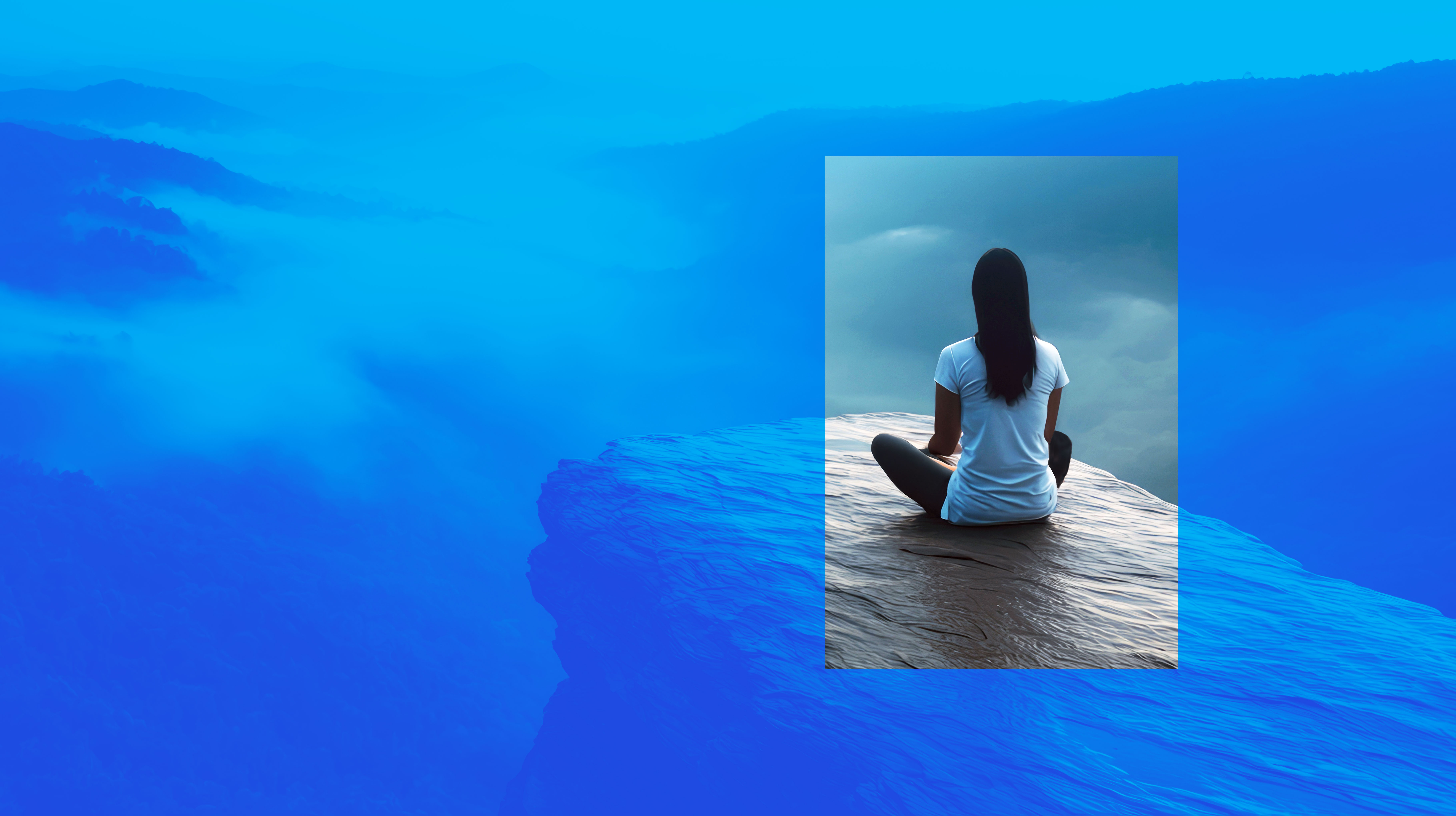 woman sitting on rocky cliff