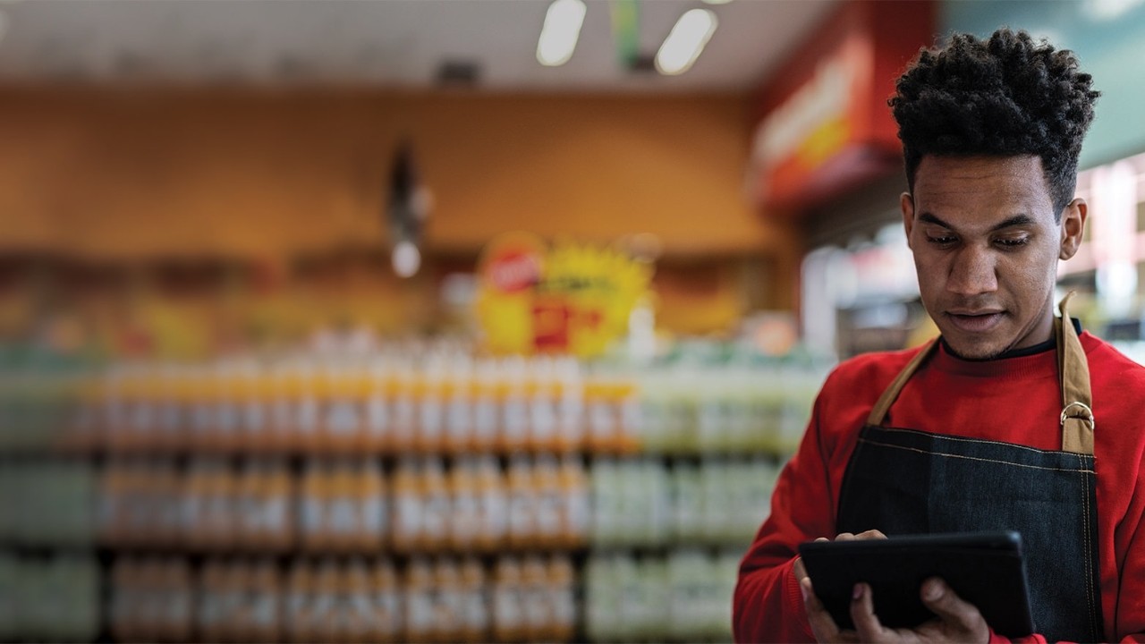 Employee in grocery store