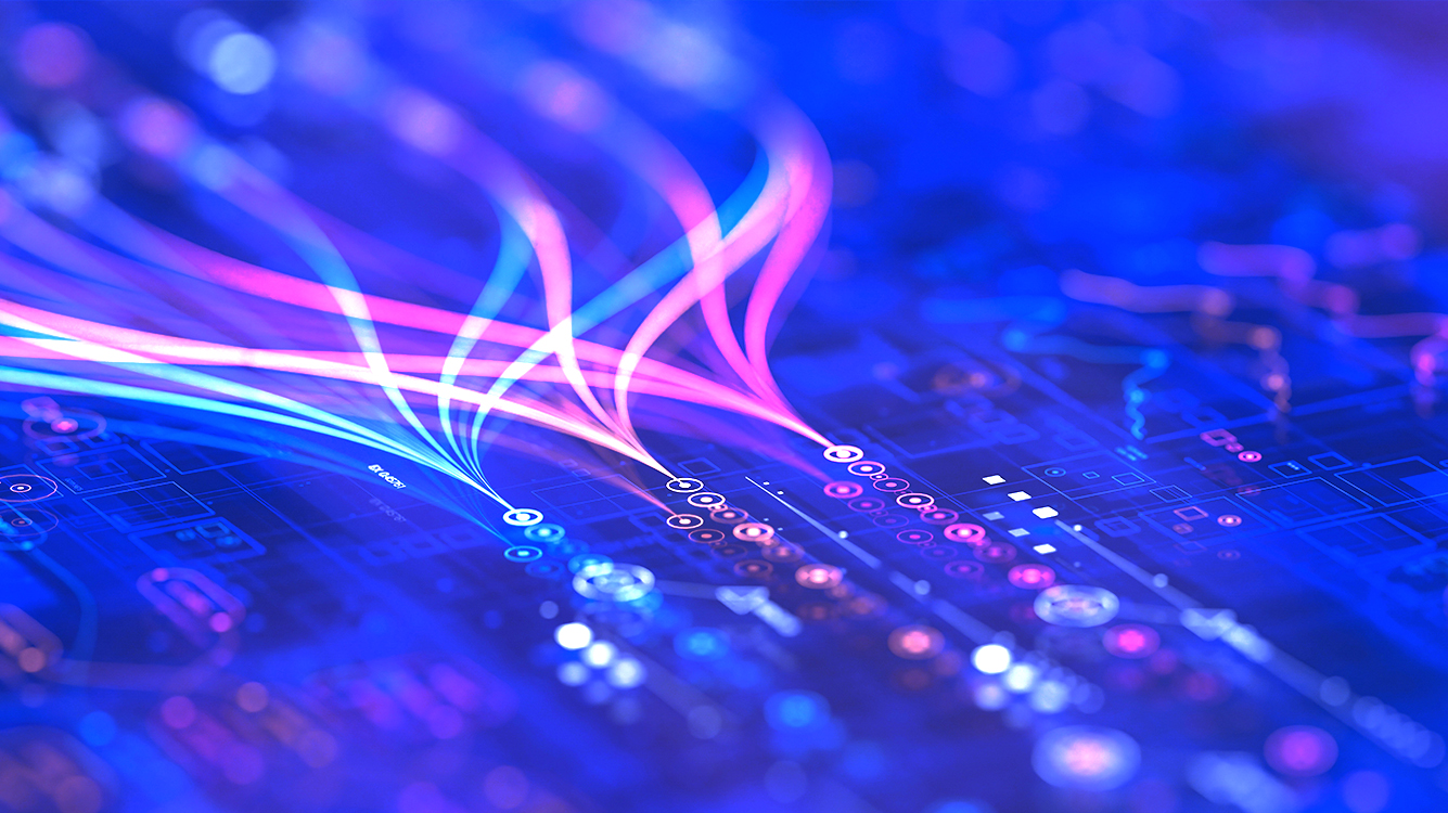 A close-up of wires on blue background