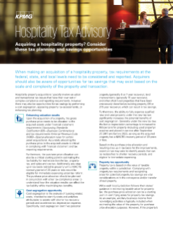 Hospitality tax advisory