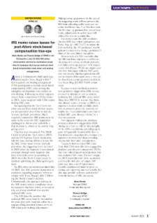 IRS Memo Raises Issues for Post-Altera Stock-based Compensation True-ups