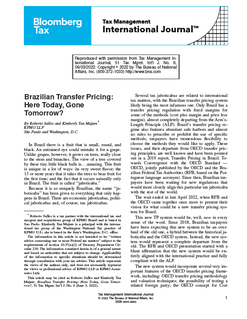 Brazilian Transfer Pricing: Here Today, Gone Tomorrow?
