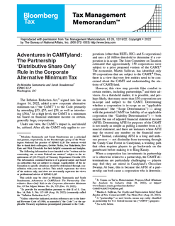 Adventures in CAMTyland: The Partnership 'Distributive Share Only' Rule in the Corporate Alternative Minimum Tax