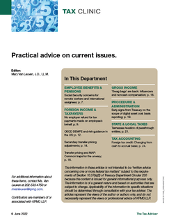 Tax Clinic: Practical Advice on Current Issues