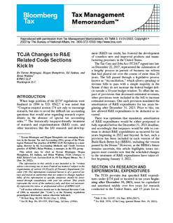 TCJA Changes to R&E Related Code Sections Kick In