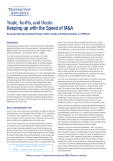 Trade, Tariffs, and Deals: Keeping Up with the Speed of M&A