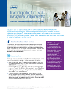 Valuation services to the healthcare industry