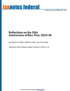Reflections on the 10th Anniversary of Rev. Proc. 2013-30