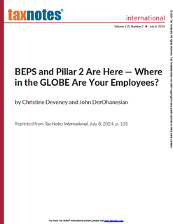 BEPS and Pillar Two Are Here - Where in the GLoBe Are Your Employees?
