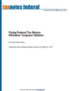 Fixing Federal Tax Return Mistakes: Taxpayer Options