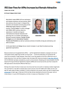IRS User Fees for APAs Increase but Remain Active