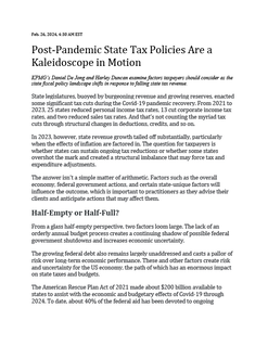 Post-Pandemic State Tax Policies Are a Kaleidoscope in Motion
