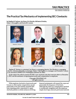 The Practical Tax Mechanics of Implementing SEC Clawbacks