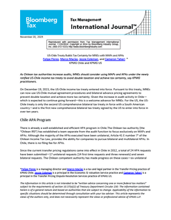 US-Chile Treaty Builds Tax Certainty for MNEs with MAPs and APAs