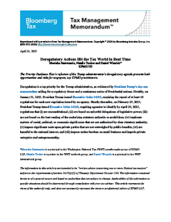 Deregulatory Actions Hit the Tax World in Real Time