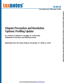 Dispute Prevention and Resolution Options: Prefiling Update