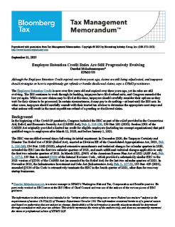 Employee Retention Credit Rules Are Still Progressively Evolving
