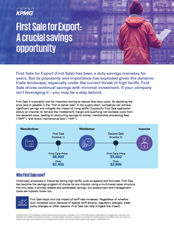 First Sale for Export - A Crucial Savings Opportunity