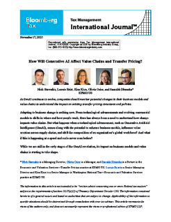How Will Generative AI Affect Value Chains and Transfer Pricing?