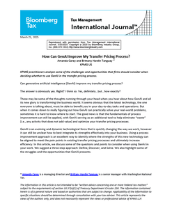 How Can GenAI Improve My Transfer Pricing Process?