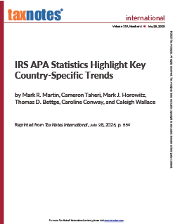 IRS APA Statistics Highlight Key Country-Specific Trends 