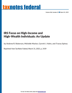 IRS Focus on High-Income and High-Wealth Individuals: An Update