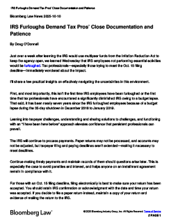 IRS Furloughs Demand Tax Pros’ Close Documentation and Patience