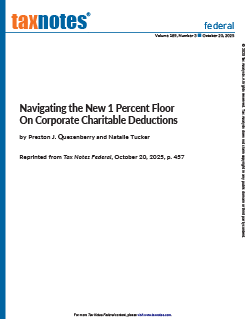 Navigating the New 1 Percent Floor on Corporate Charitable Deductions